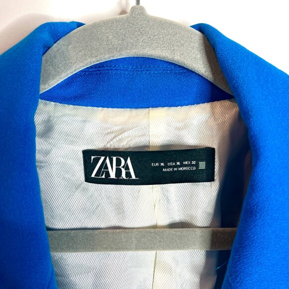 Zara Blue Double-Breasted Gold-Button Blazer Professional Old Money Size XL - Picture 4 of 8